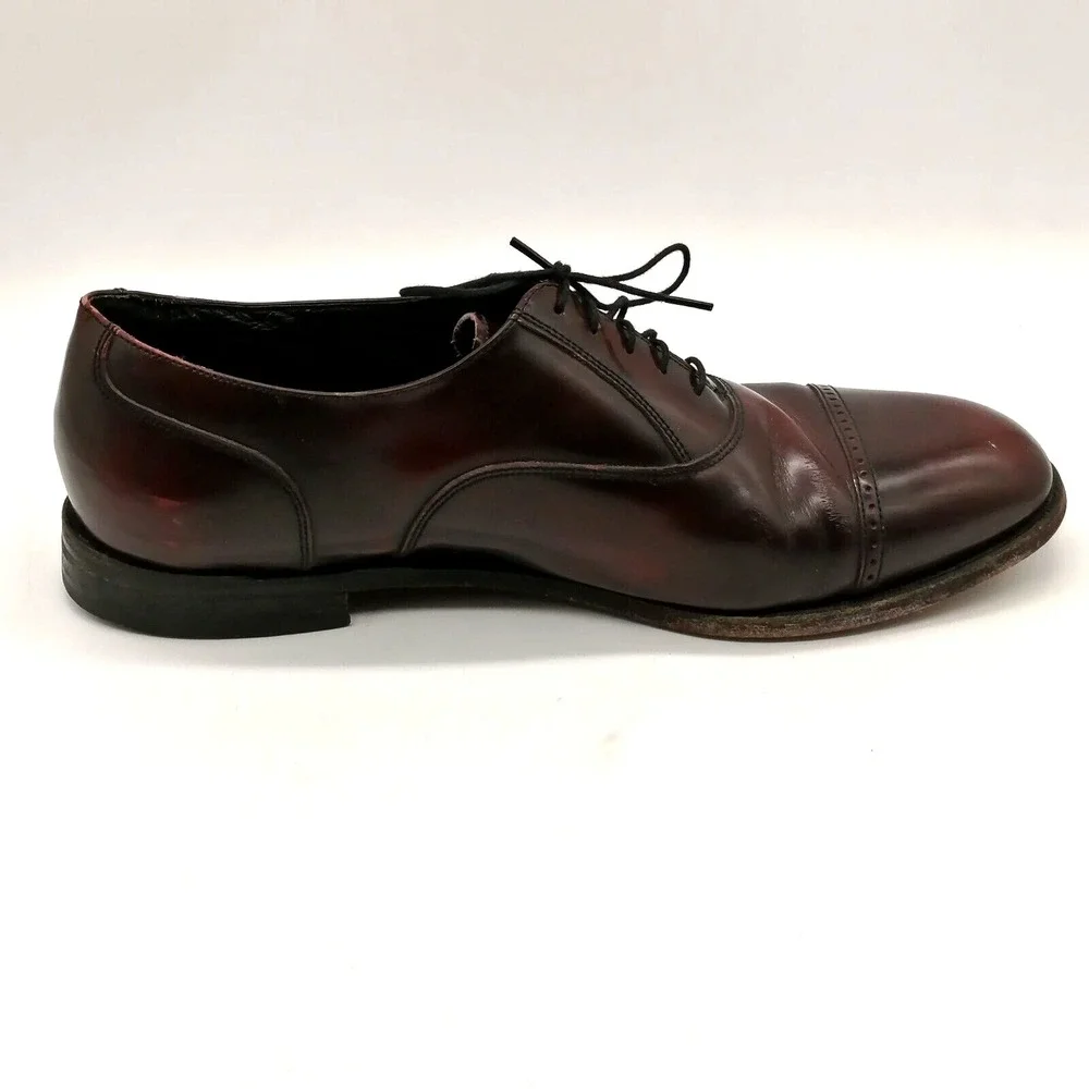 Florsheim Mens Oxford Shoes Brown Leather Lace Up Almond Toe Block Heel 12
